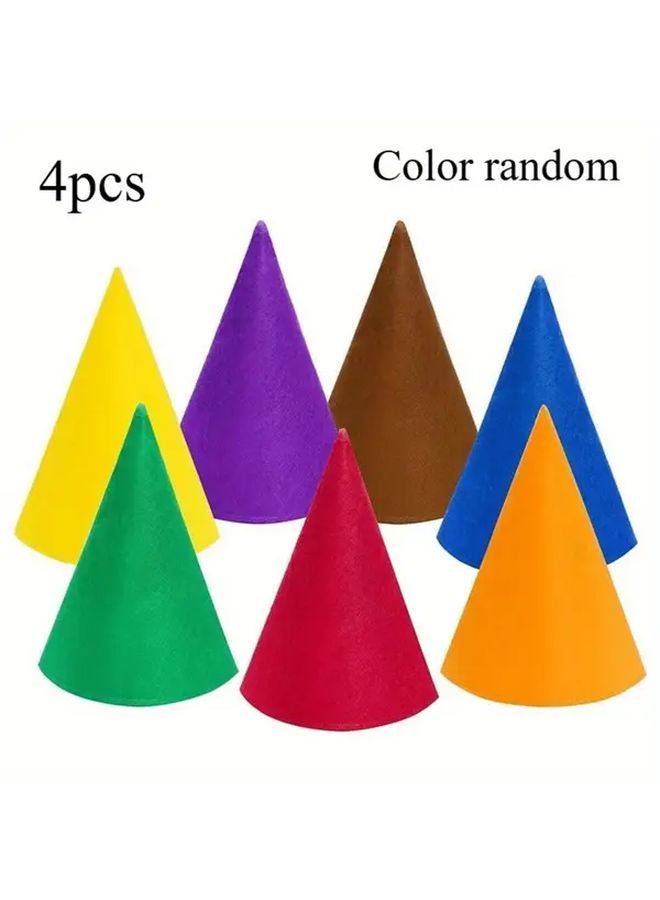4pcs Colorful Felt Dwarf Hats For Adults Halloween Christmas Party Costume Accessories - Image 1